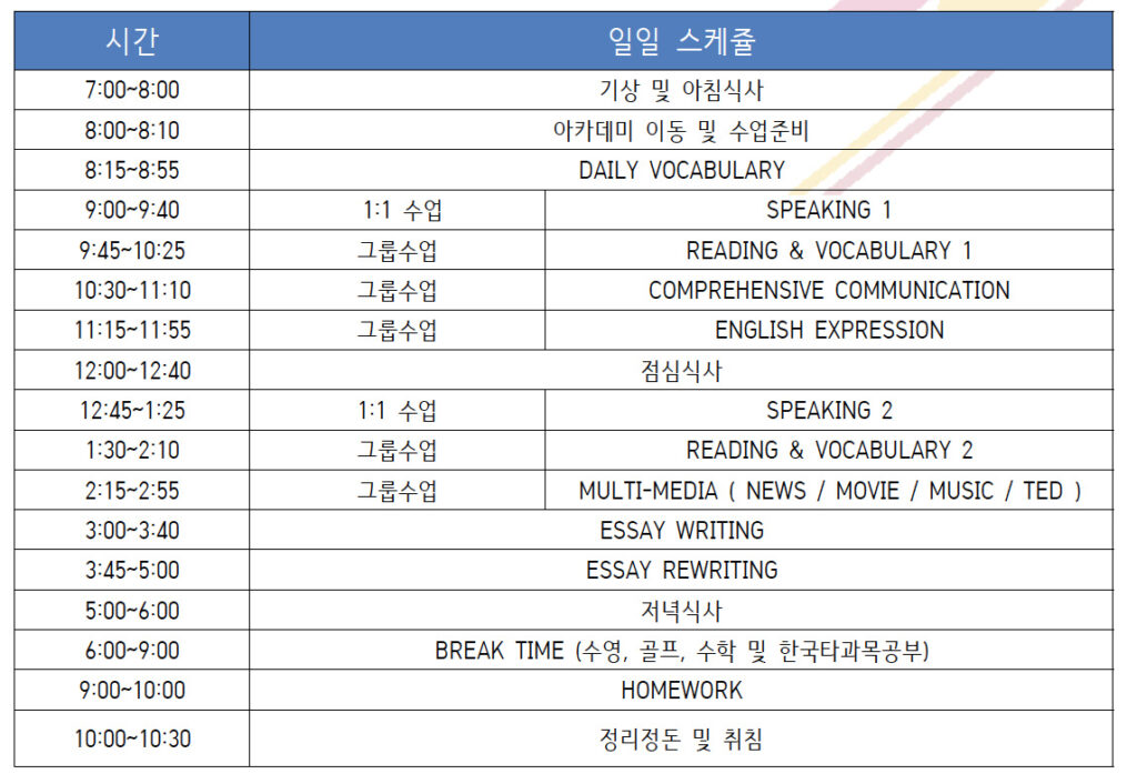 eec 겨울캠프 하루일과 